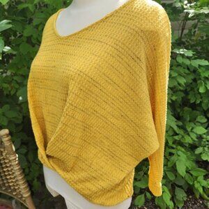 Lord & Taylor Design Lab‎ Mustard Yellow Knit Twist Front Dolman Top